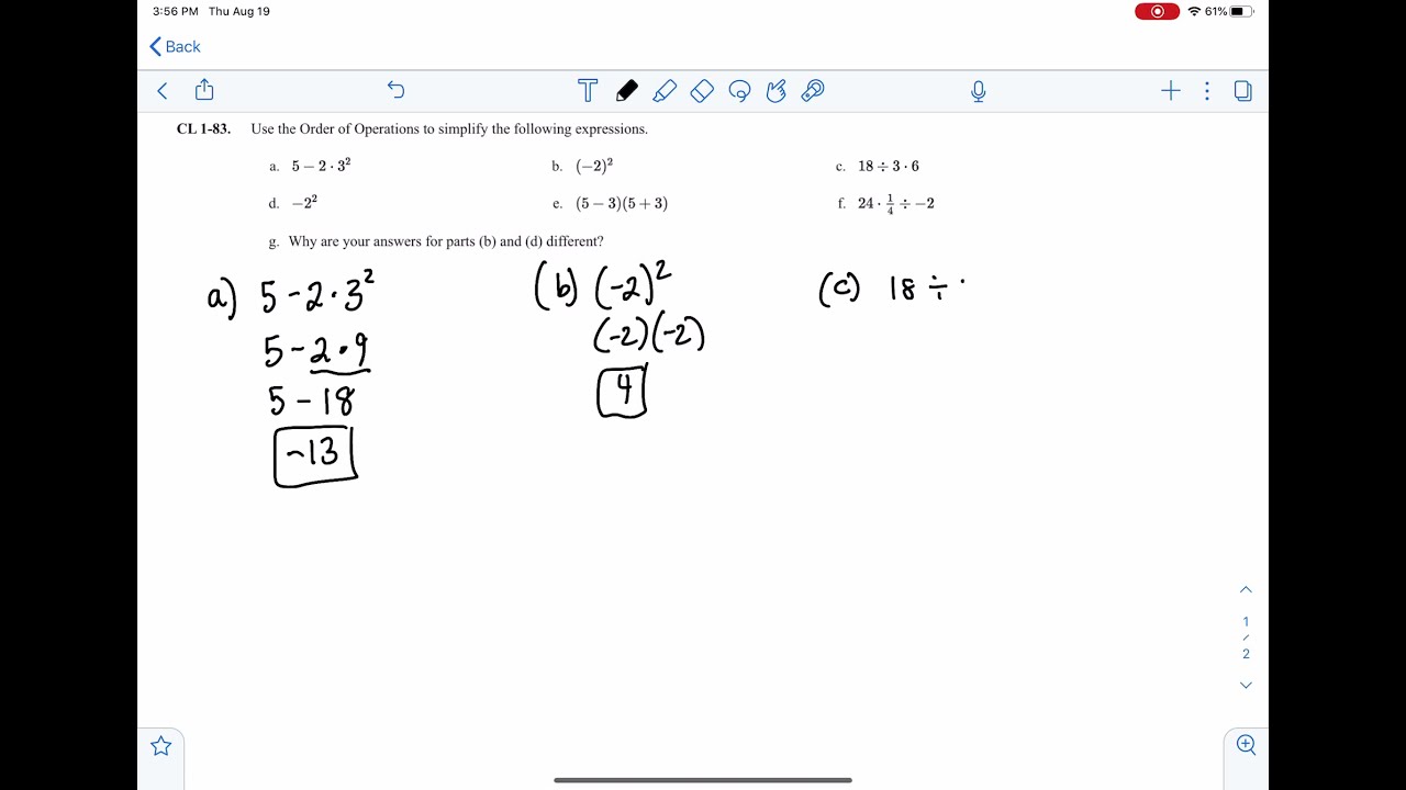 CPM ALgebra Chapter 1 CL 1 83 - YouTube