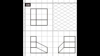 全華圖學090頁第06題/三視圖轉等角圖/無虛線/複斜面/第三角法
