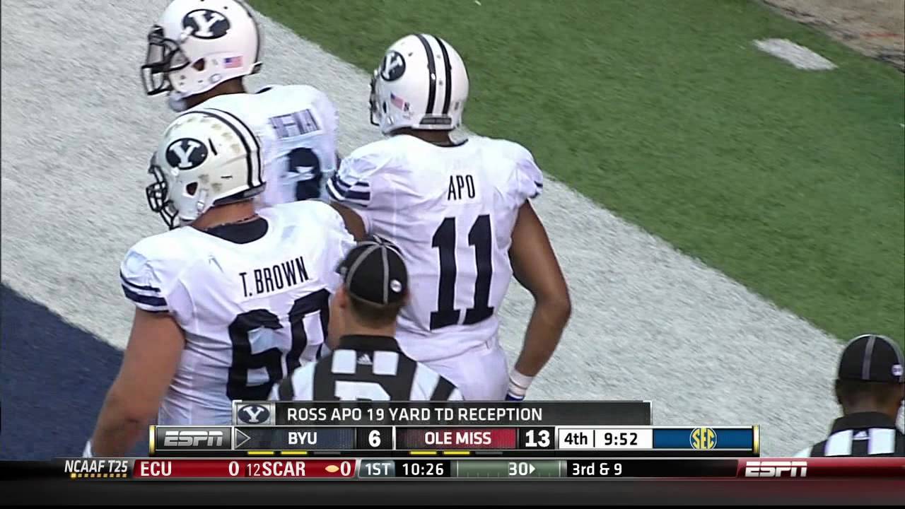 BYU Vs Ole Miss (HD)- Heaps To Apo Touchdown Pass 9/3/2011 - YouTube