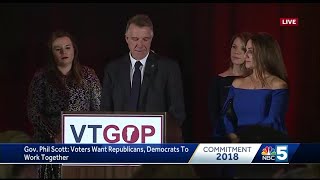 Vermont Gov. Phil Scott speaks after winning re-election