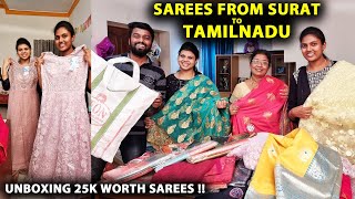 BIGGEST UNBOXING !! 25K Worth Sarees from Surat - Ajmera Fashion