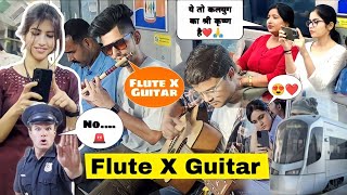 Flute And Guitar Play In Dehli Metro ll Amezing Reaction ll Ft @FluteArmy
