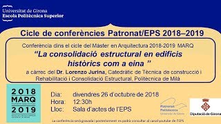 Cicle de conferències PATRONAT-EPS 2018-2019: MARQ: Lorenzo JURINA
