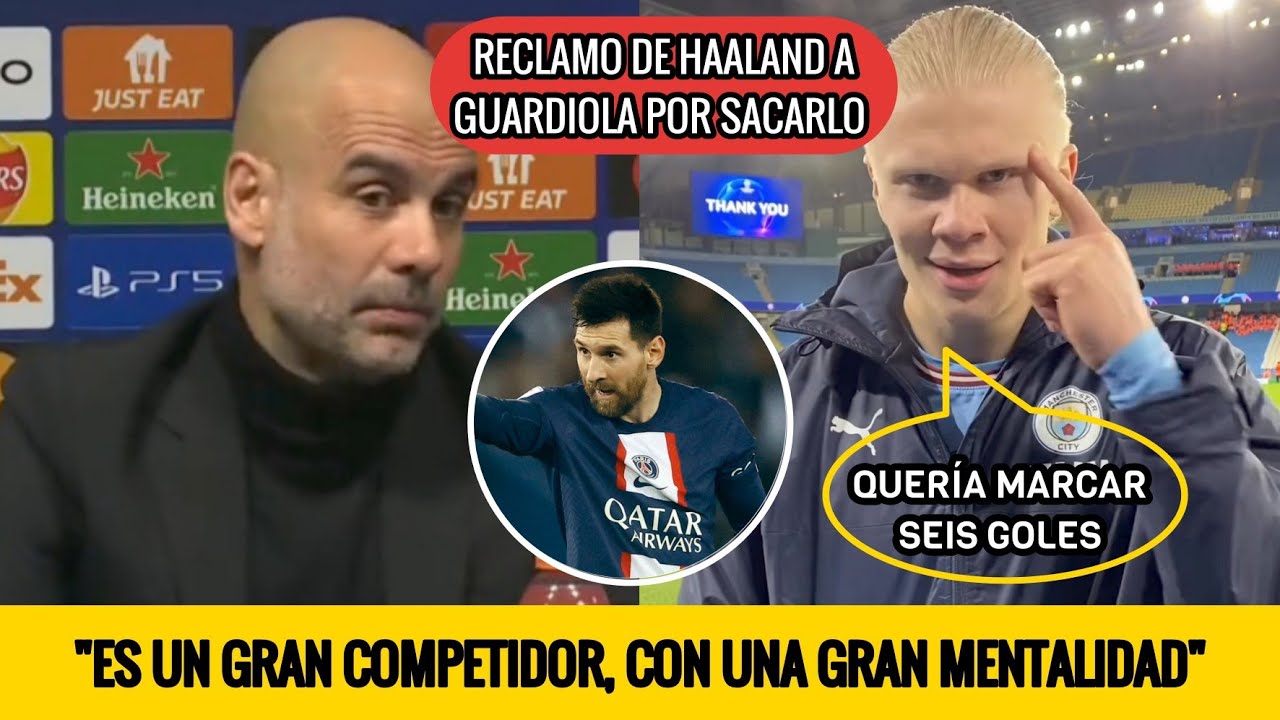 PEP GUARDIOLA SE RINDE ANTE HAALAND TRAS MARCAR 5 GOLES EN LA CHAMPIONS ...