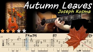 🍁Autumn Leaves(Lyrics)-Joseph Kosma🍁Easy Jazz Fingerstyle Guitar Tutorial for Beginnersㅣ Tabs&Chords