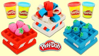 How to Make Delicious Looking Red, White, and Blue Play Doh Dessert Waffles!