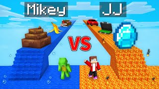 Mikey Family WATER vs JJ Family LAVA Bridge Battle in Minecraft (Maizen)