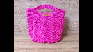 Crochet Bow Stitch Bag | ถักกระเป๋าเชือกร่ม ลายโบว์