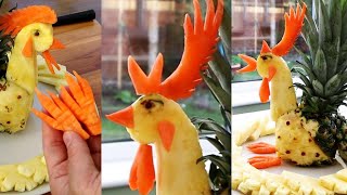 How to make rooster with pineapple - fruit plate decoration