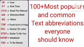 100+ text abbreviations \u0026 how to use them|100+ most popular text abbreviations everyone should know