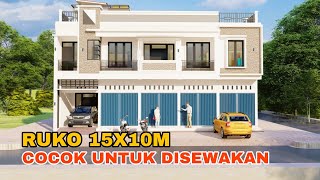 Bikin takjub..!!Desain ruko 2 lantai 15x10m 4 Pintu Cantik dan luas//Ruko 2 lantai 2025