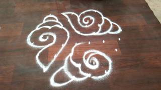 Sangu kolam design for gokulashtami. Shell rangoli design.