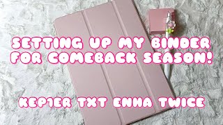 setting up my binder for winter comeback season! [kep1er, txt, enhypen, & twice]