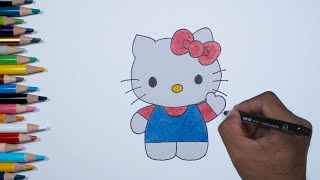 Menggambar dan Mewarnai Hello Kity | How to easy Draw Hello Kity