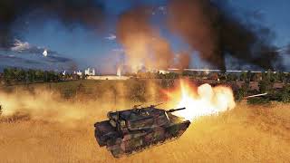 US 3rd Armor Division encounters heavy resistance from Russian army in a sunset battlefield - Warno