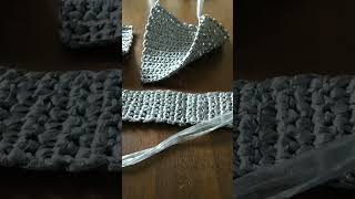 【編み物】ビニール紐でスクエアバッグ パーツ完成#かぎ針編み #ビニールバッグ#crochet