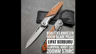 Review KNIFEZER Doom Blade Pisau Lipat Berburu Survival Knife EDC 200mm 57HRC