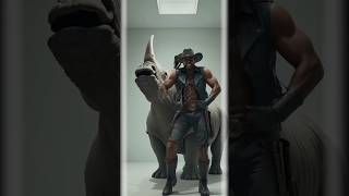 Hybrid animals fusion rhinoceros cowboy #hybrid #animals #fusion #funnydance #viralshort