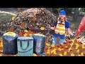 Handyman Hal uses Leaf Blower | Big Pile of Leaves | Fun video for kids