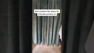 There is no mystery about what is happening behind those bathroom curtains in this Airbnb