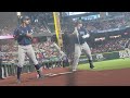 Julio Rodriguez on deck circle pregame routine 1st AB 8/13/22 vs Texas Rangers Seattle Mariners