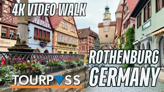Rothenburg, Germany Historic City Center Walking Tour (4K UHD Travel Video) | Virtual Treadmill Walk