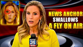 News Anchor Swallows a fly on air, Unfazed by Unexpected Interruption.