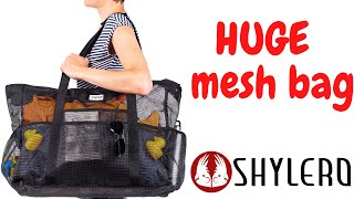 SHYLERO XXL Mesh Beach Bag (Black) - shylero.com