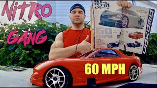 Nitrogang Live - Starting a 2002 Yokomo GT-4    nitro on-road with a 2-speed Baby. 60+ mph rated