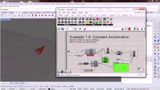 NOC Python Grasshopper: 16 Example 1.8 constant acceleration