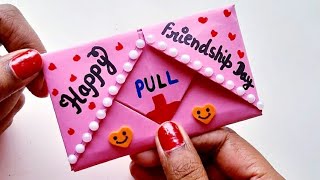 DIY - Pull Tab Origami Envelope Card || Letter Folding Origami || Happy Friendship Day Greeting Card