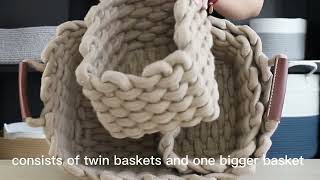 Homeplus hand made woven cotton rope basket set