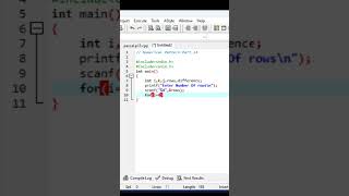 C Program Basic Pattern Tutorial || Numerical Pattern || Part 14 #programming #coding #shorts #c