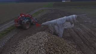 Rübenmieten abdecken mit Fendt 515 und Anbaukran// Nesseler GmbH