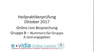 Heilpraktiker Prüfung Oktober 2017 - Besprechung - Teil 1