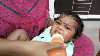 Baby drinking carrot juice for the first time | cute Reaction | Dhanvik Domain